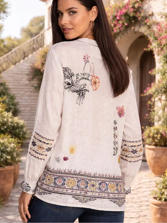 Johnny Was Biya heavily embroidered Sami blouse NWT RARE - Picture 10 of 12